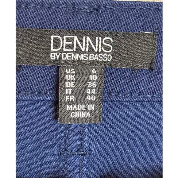 Dennis by Dennis Basso Women’s 6 Navy Blue Straight Crop Twill Pant Fray Hem NWT - Picture 5 of 8
